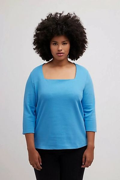 Ulla Popken Sweatshirt Shirt Quernaht Classic Carrée-Ausschnitt 3/4-Arm günstig online kaufen