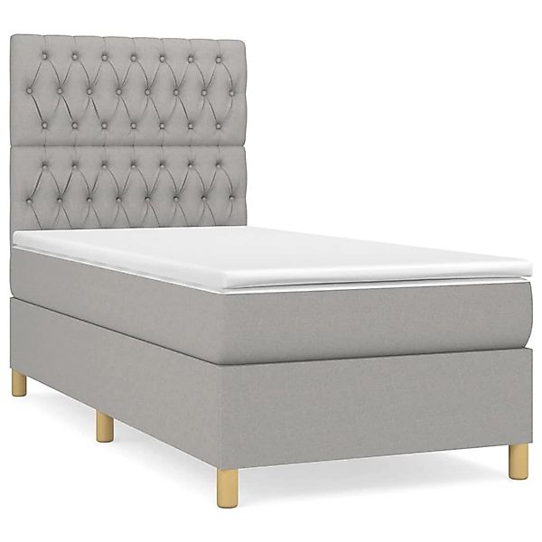 vidaXL Boxspringbett mit Matratze Hellgrau 100x200 cm Stoff1398445 günstig online kaufen