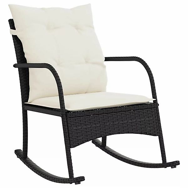 vidaXL Gartenstuhl Garten-Schaukelstuhl mit Kissen Schwarz günstig online kaufen