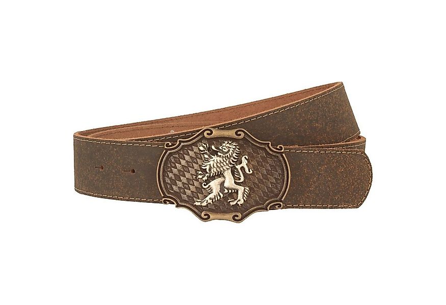 Breiter Ledergürtel Trachten mit Löwen-Schließe günstig online kaufen