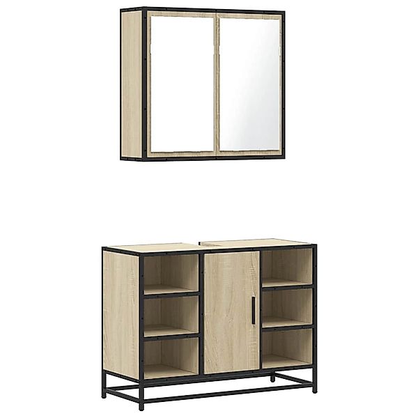 vidaXL 2-Tlg Badmöbel-Set Sonoma-Eiche Holzwerkstoff 3300911 günstig online kaufen