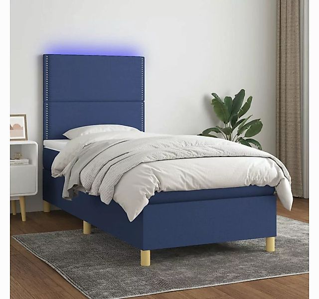 vidaXL Boxspringbett (80 x 200 cm, mit Nieten, Blau), mit LED günstig online kaufen