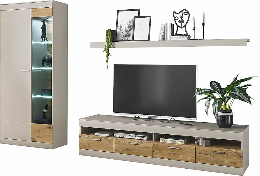 INOSIGN Wohnwand "SCARA" 3 Stk. tlg. trendige Farbe mit Applikation Zinneic günstig online kaufen