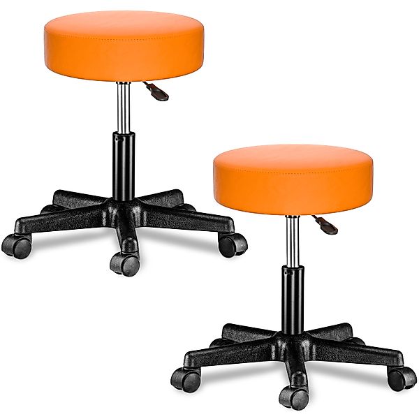 Rollhocker Kunstleder 2er-Set Orange 360° drehbar günstig online kaufen