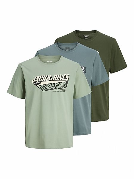 Jack & Jones PlusSize T-Shirt "JJELOGO TEE SS 2 COL AW25 3PK MP PLS", (Pack günstig online kaufen