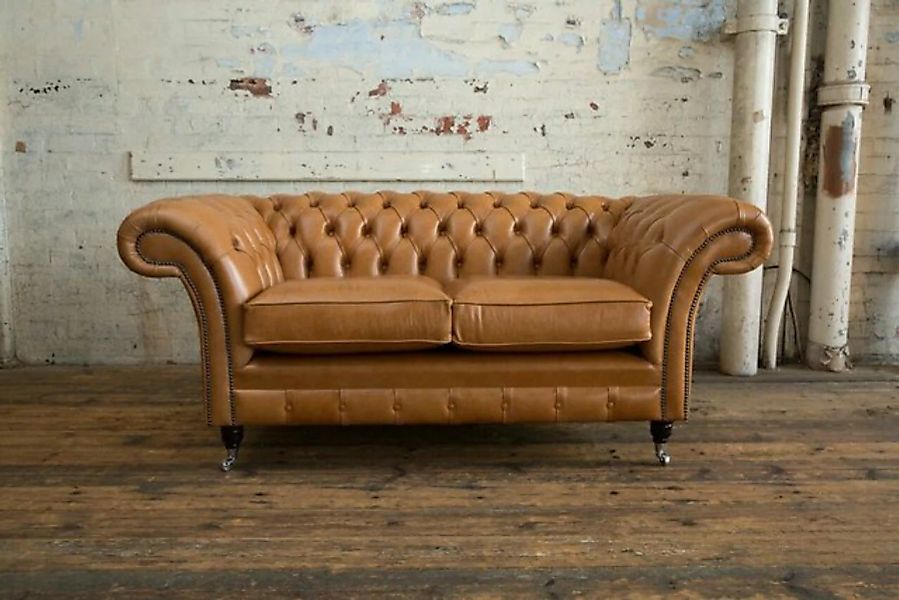 JVmoebel 2-Sitzer Chesterfield Design Luxus Polster Sofa 2 Sitz 100% Leder günstig online kaufen