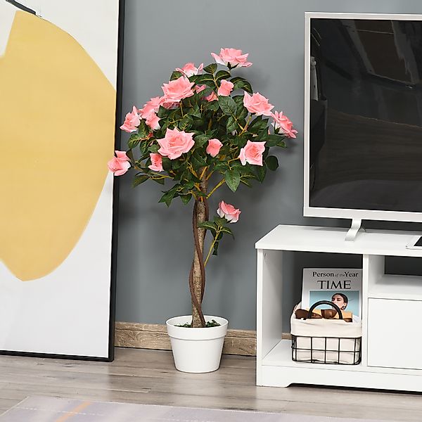 Outsunny künstliche Rosenpflanzen groß 90 cm Kunstpflanze, Plastik künstlic günstig online kaufen