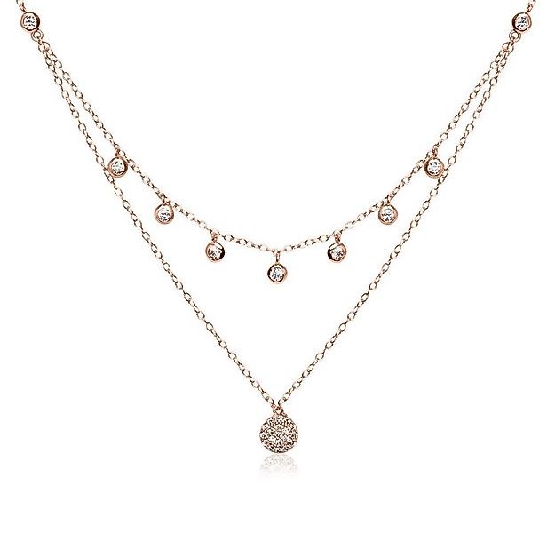JEWLIX Silberkette Rosévergoldete Two Layers Kette mit Zirkonia SN0437 günstig online kaufen