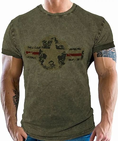 GASOLINE BANDIT® T-Shirt für den US-Army Fan im Washed Jeans Look USAF günstig online kaufen