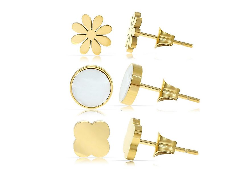 Made by Nami Ohrstecker-Set verschiedene Formen mit Blume-Kreis-Kleeblatt P günstig online kaufen