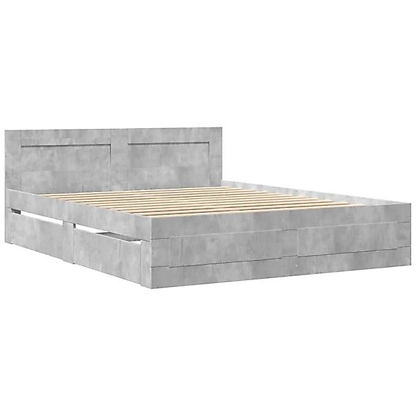 vidaXL Bettgestell mit Kopfteil Betongrau 160x200 cm Holzwerkstoff 3295551 günstig online kaufen