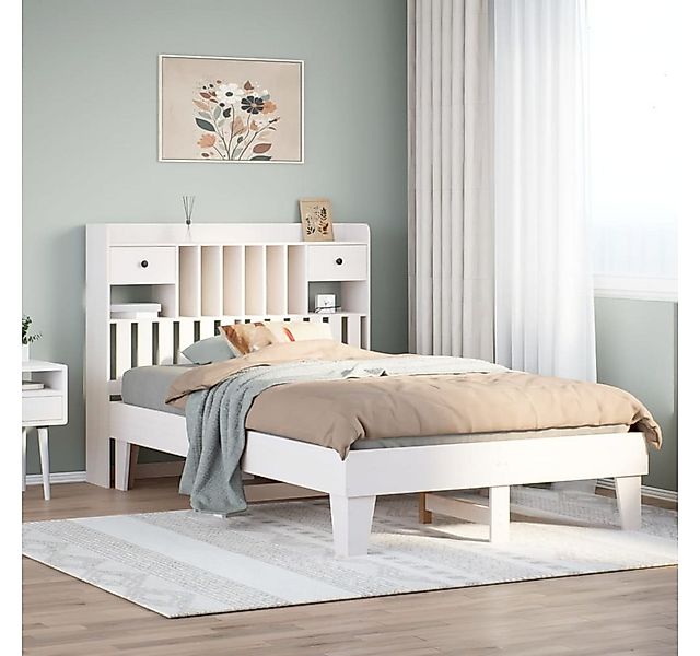 vidaXL Bett, Massivholzbett ohne Matratze Weiß 135x190 cm Kiefernholz günstig online kaufen