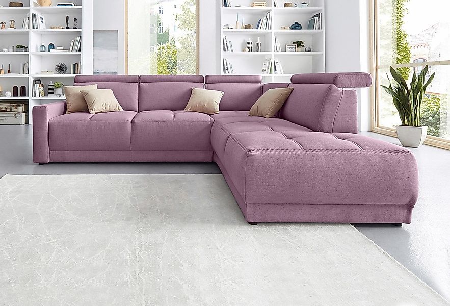 DOMO collection Ecksofa "Ava, moderne Sitzheftung mit toller Doppelnaht, ko günstig online kaufen