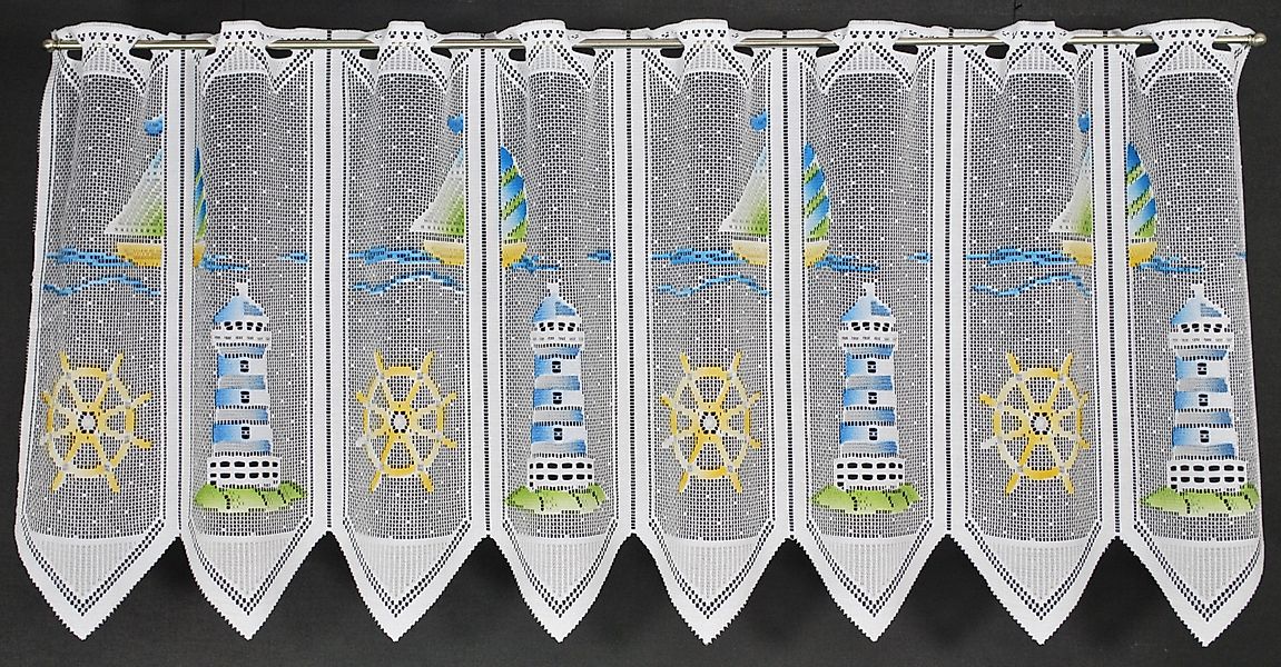 Gardinen Kranzusch Scheibengardine nach Maß Leuchtturm, günstig online kaufen