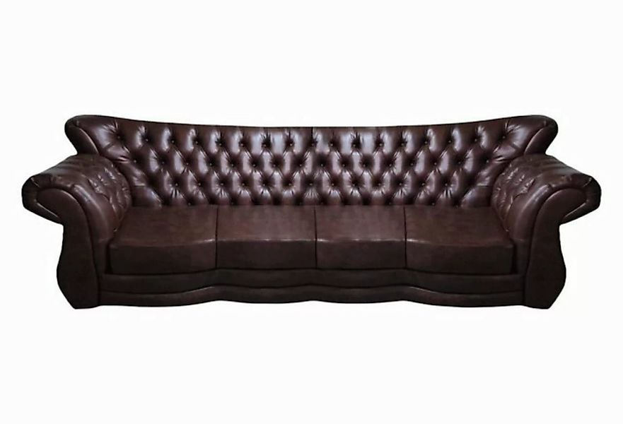 JVmoebel Chesterfield-Sofa Leder Sofa Couch Viersitzer Braun Wohnzimmer Che günstig online kaufen