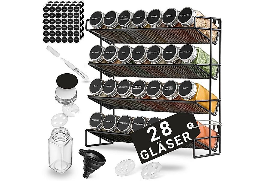 LINFELDT Gewürzregal Gewürzregal 28 Gläser + 144x Sticker, Stift, Schrauben günstig online kaufen
