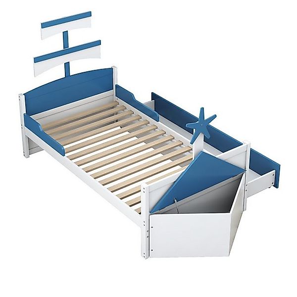 Gotagee Holzbett Kinderbett Einzelbett 90x200cm Segelbootform Mit Schublade günstig online kaufen
