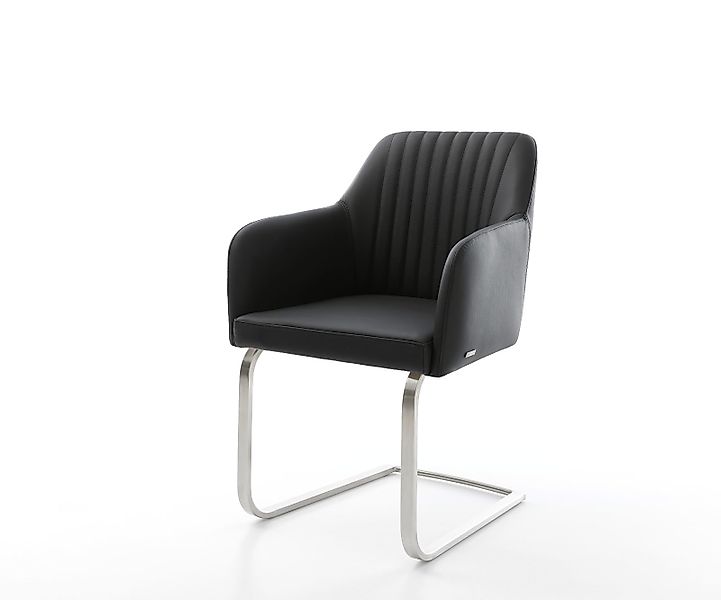 Freischwinger Greg-Flex Echt-Leder Schwarz Freischwinger flach Edelstahl Ta günstig online kaufen