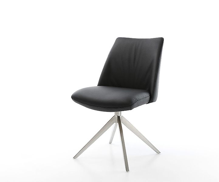 Drehstuhl Elso-Flex Echt-Leder Schwarz Kreuzgestell breit Edelstahl 360° dr günstig online kaufen