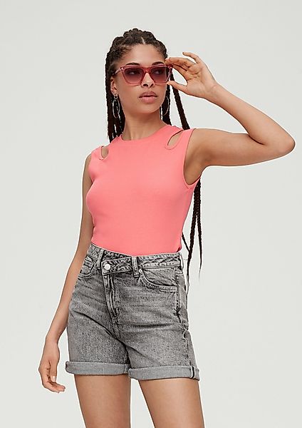 QS Shirttop Rippshirt mit Cut Outs günstig online kaufen