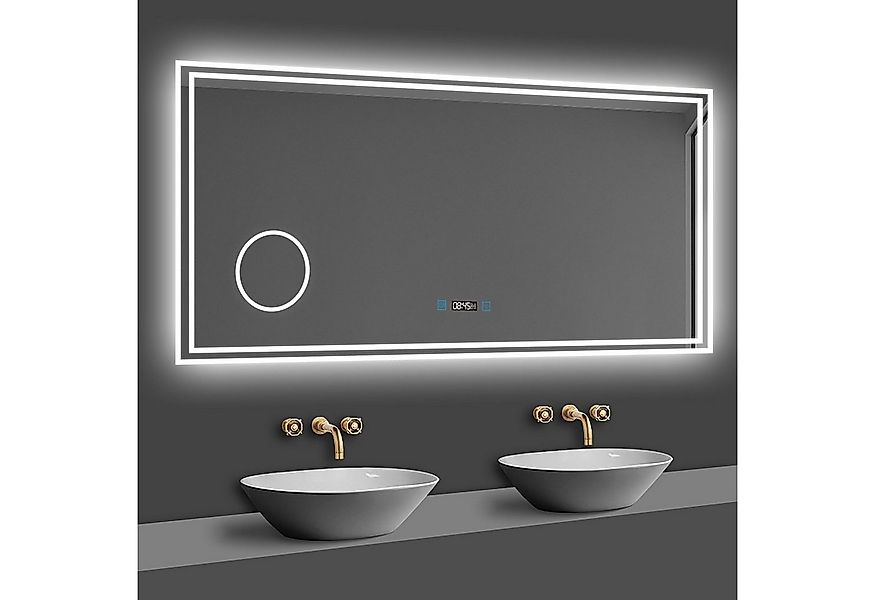 duschspa Badspiegel 80-160cm mit LED, Uhr, Beschlagfrei, Schminkspiegel, Ka günstig online kaufen