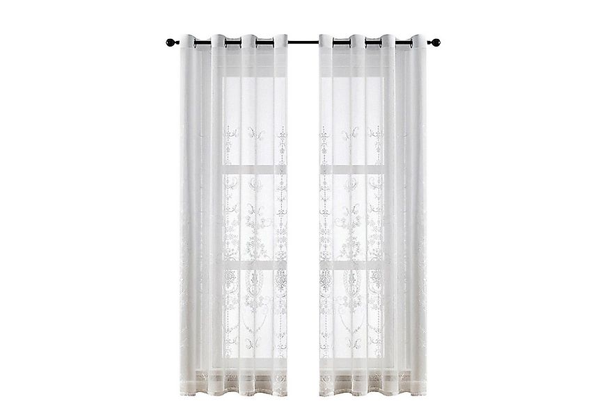 BYSURE Vorhang Blumen Stickerei Vorhänge (2 St), Ösen, transparent, Voile, günstig online kaufen