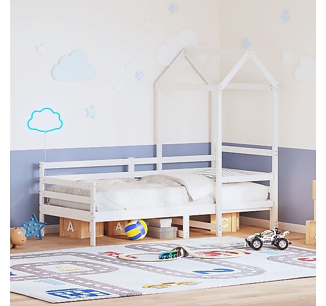 vidaXL Bett, Tagesbett mit Dach Weiß 90x200 cm Massivholz Kiefer günstig online kaufen