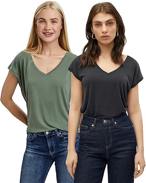 Vero Moda T-Shirt (2er-Pack) Basic Shirt mit V-Ausschnitt im Doppelpack günstig online kaufen