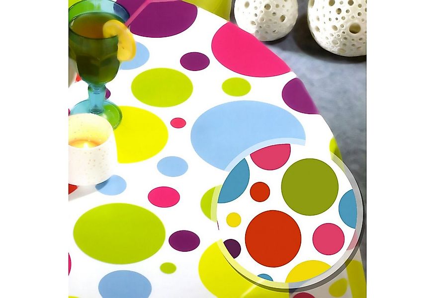 Melody Gartentischdecke Wachstuch Tischdecke Punkte bunt groß abwaschbar ec günstig online kaufen