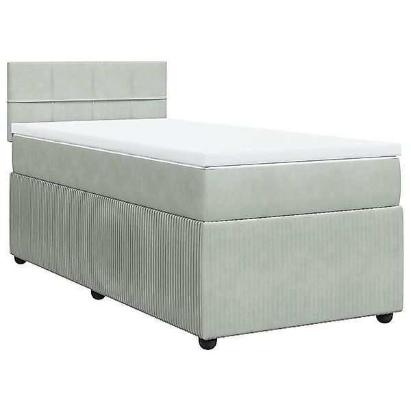 vidaXL Bettgestell Boxspringbett mit Matratze Hellgrau 90x200 cm Samt Bett günstig online kaufen