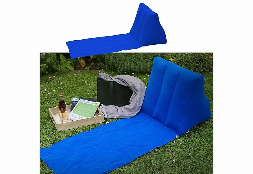 CEPEWA Campingliege Strandmatte Rückenkissen aufblasbar blau 140x50cm günstig online kaufen