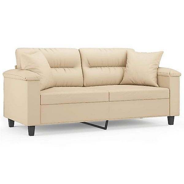 vidaXL Sofa 2-Sitzer-Sofa mit Kissen Creme 140 cm Mikrofasergewebe günstig online kaufen