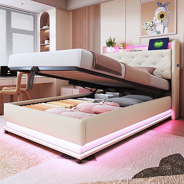 STILVORA Polsterbett Stauraumbett 90×200 Jugendbett Doppelbett günstig online kaufen
