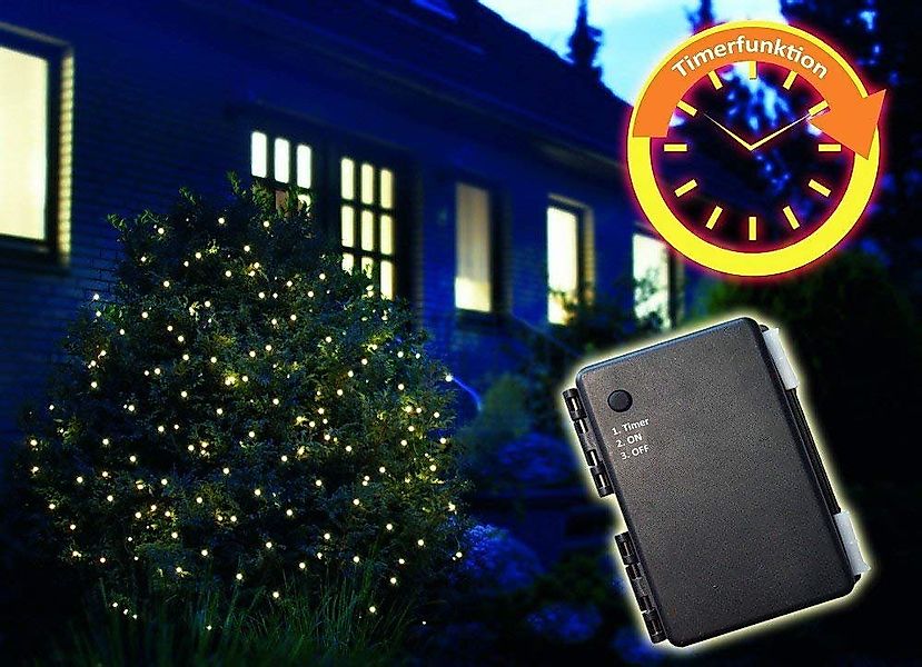 FHS LED-Lichterkette Batteriebetriebenes Lichternetz mit 200 warmweißen LED günstig online kaufen