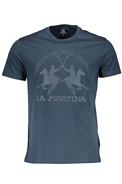 La Martina T-Shirt Herren Kurzarm T-Shirt Blau mit Logo-Druck & günstig online kaufen