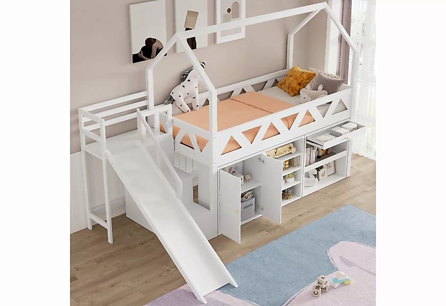 WISHDOR Kinderbett Kinderbett (ohne Matratze), mit Rutsche,Treppen, Schubla günstig online kaufen