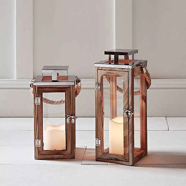 Salcombe Holz LED Laternen Duo günstig online kaufen