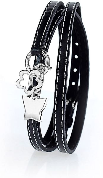 Karisma Lederarmband Damen Charms-Lederarmband Schwarz dreifach günstig online kaufen