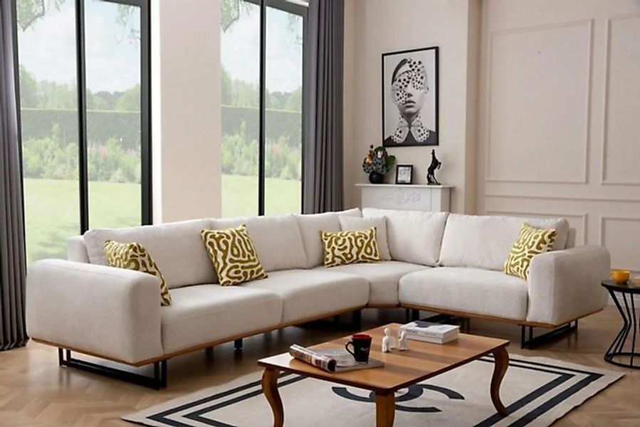JVmoebel Ecksofa Ecksofa L Form Stoffsofa Couch Sofa Weiße Polstersofa Sitz günstig online kaufen