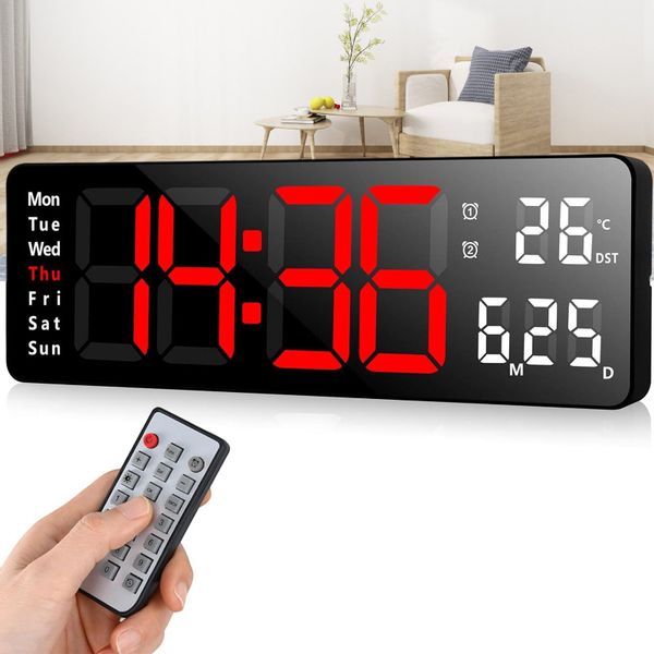REDOM Wanduhr Elektronische Uhr mit Temperaturanzeige günstig online kaufen