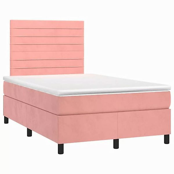 vidaXL Bett Boxspringbett mit Matratze & LED Rosa 120x190 cm Samt günstig online kaufen