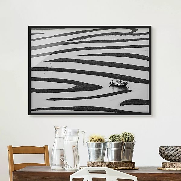 Bild mit Rahmen Schwarz-Weiß - Querformat Beauty of Simple Life günstig online kaufen