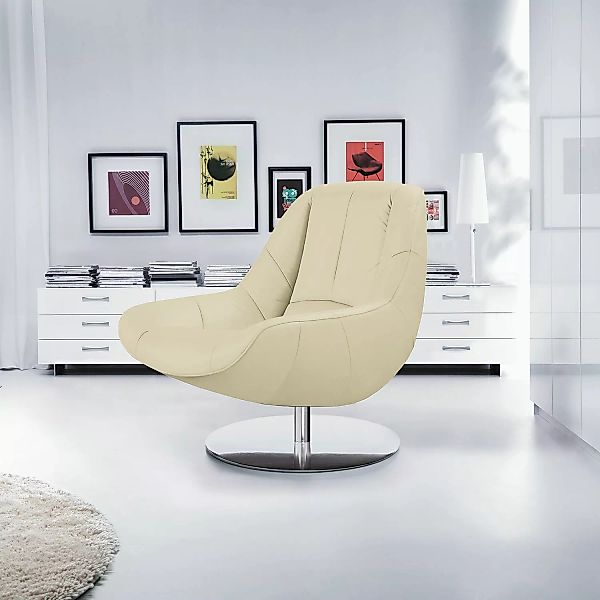 home24 loftscape Sessel Spay Dunkelbraun Echtleder 92x92x93 cm (BxHxT) günstig online kaufen