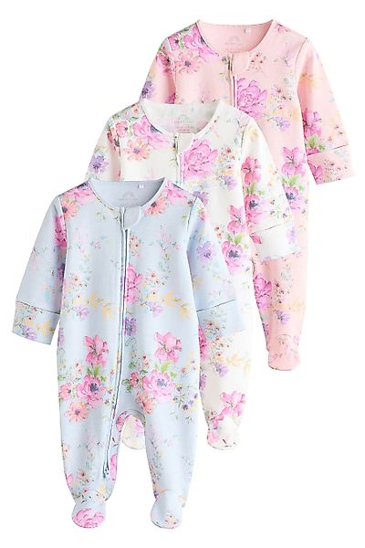 Next Schlafoverall Florale Baumwollstrampler, 3 Stk. günstig online kaufen