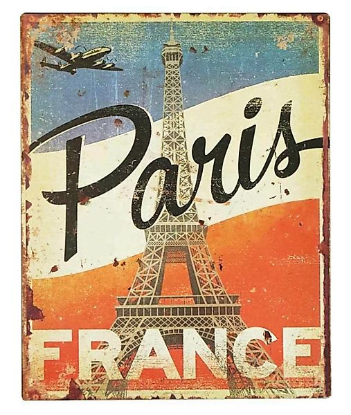 Blechschild Paris FRANCE Eiffelturm Nostalgie Dekoschild Vintage günstig online kaufen