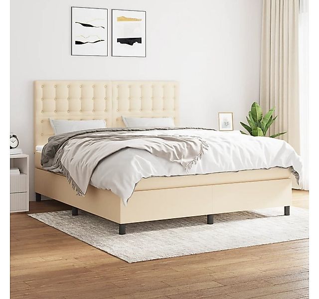 vidaXL Boxspringbett Boxspringbett mit Matratze Creme 180x200 cm Stoff Bett günstig online kaufen