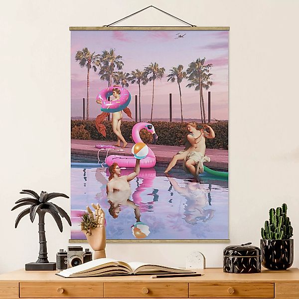 Stoffbild Portrait mit Posterleisten - Hochformat Pool Party günstig online kaufen