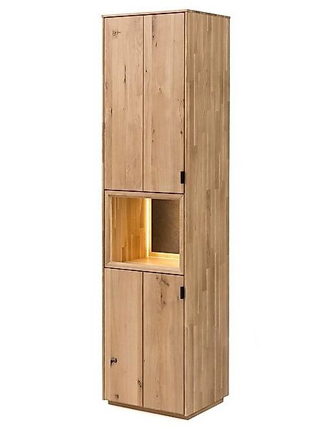 expendio Vitrine Porto 3 Eiche bianco massiv 50x203x42 cm mit Steinrückwand günstig online kaufen