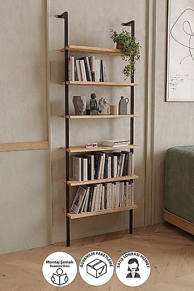 en.casa Standregal, wandmontiert, 6 Ablagen, schlankes Design 90730010 günstig online kaufen