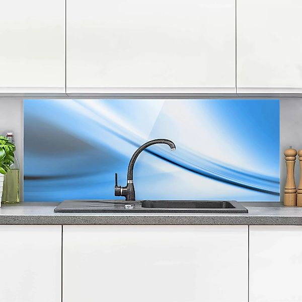 Glas Spritzschutz Abstrakt - Panorama Deep Blue Heaven günstig online kaufen